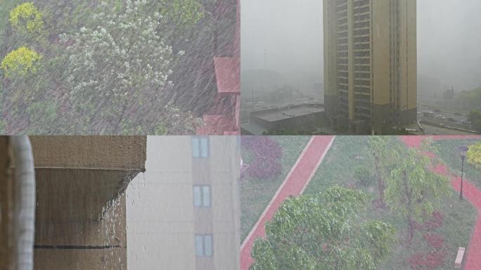 城市暴雨小区素材