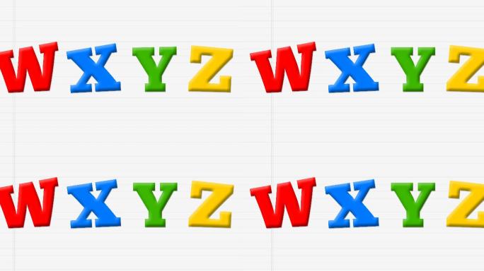 白色笔记本上的拉丁字母W、X、Y、Z