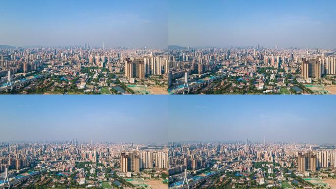 广州海珠区城市天际线延时航拍4k