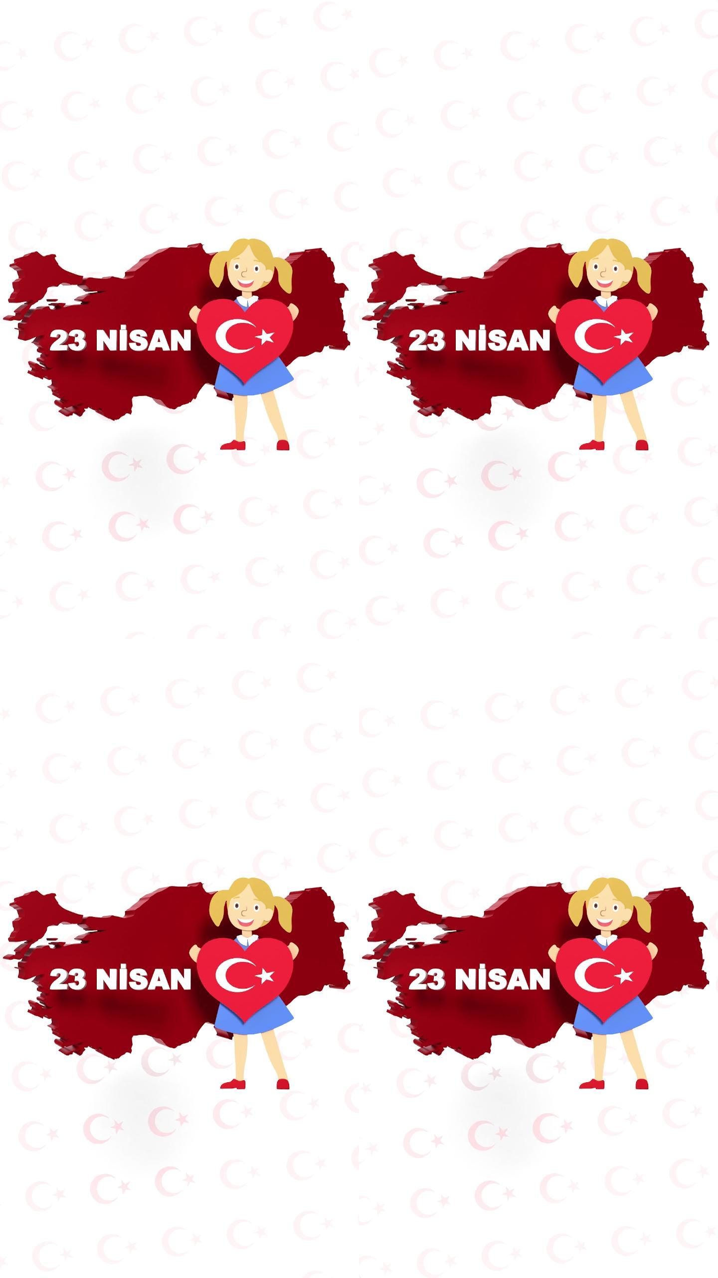 竖排4月23日国际儿童节贺卡，一名女孩举着4k分辨率的心形土耳其国旗