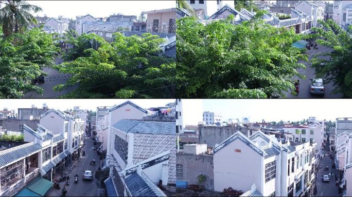 海南小镇街道 俯拍镜头 4k 原素材全景