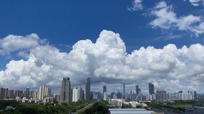 深圳福田区蓝天白云延时摄影