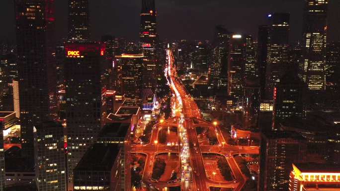北京航拍国贸夜景CBD北京夜景城市夜景