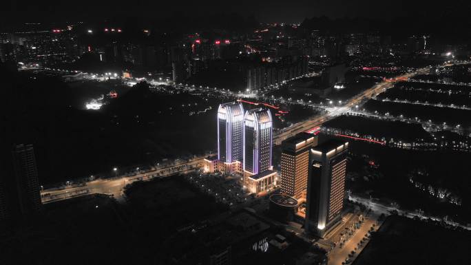桂林 临桂 航拍 夜景 高楼