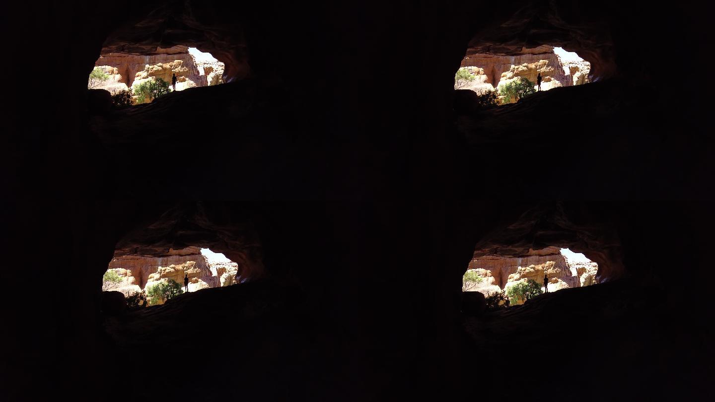 远处的洞穴轮廓探索地理洞口