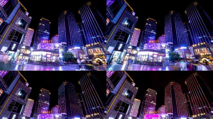 西宁唐道步行街夜景延时摄影