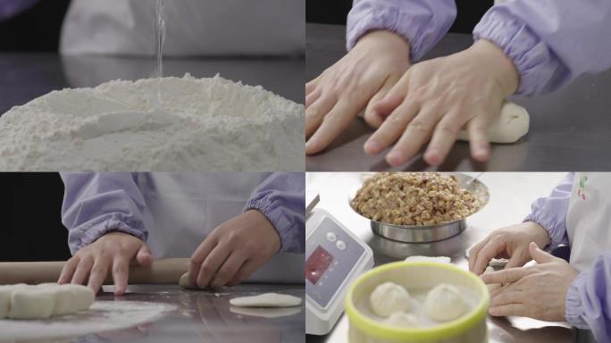 4k实拍包子制作过程擀面包馅视频素材