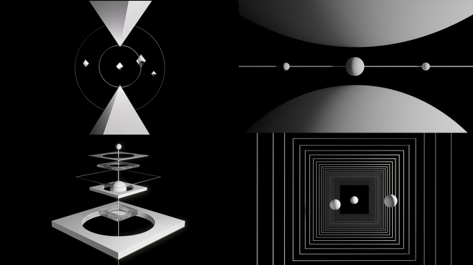 黑白创意几何体概念空间2208