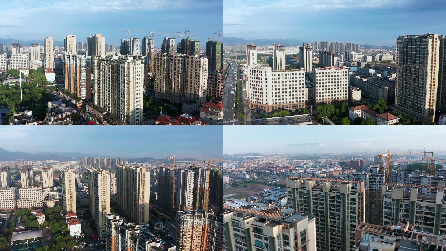 义乌苏溪房地产业发展城市风光4K航拍合集