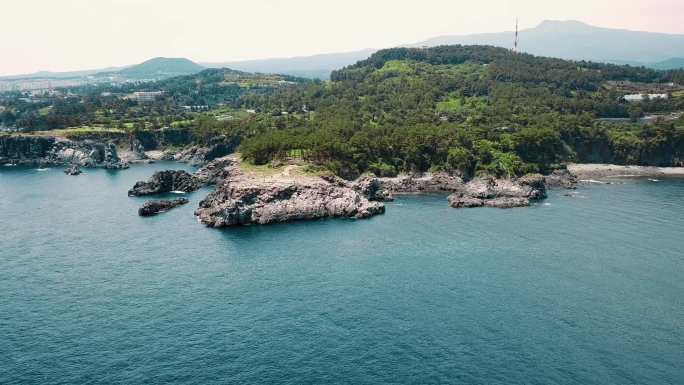 韩国济州岛海岸线4K航拍