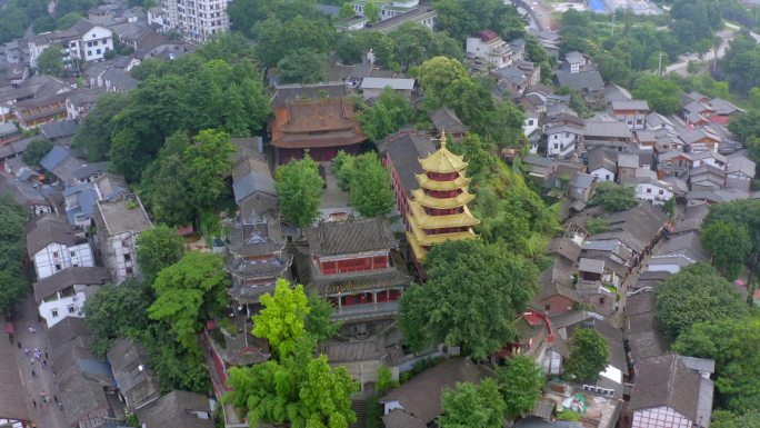 重庆磁器口宝轮寺航拍4k