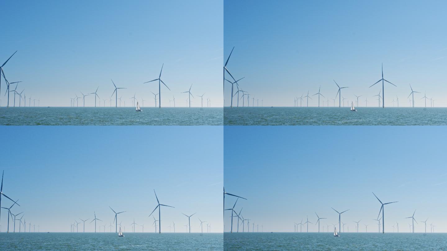 荷兰最大的IJsselmeer湖风车农场，可持续发展，可再生能源