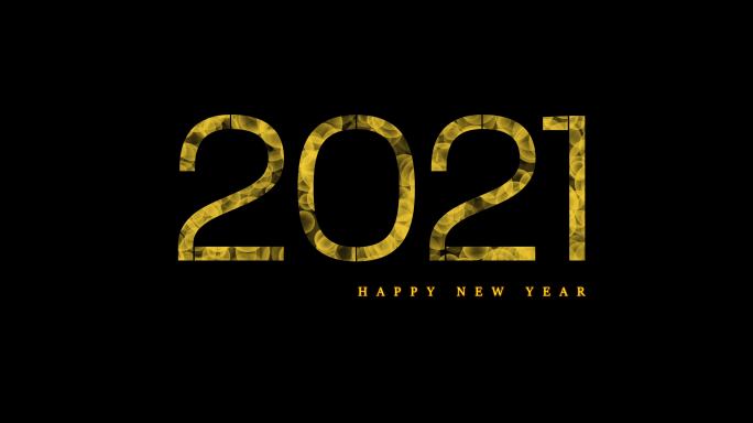 4k金黄色Bokeh 2021新年快乐黑色背景