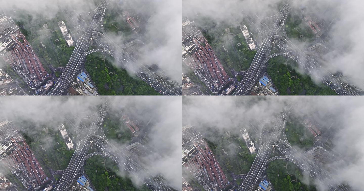 上海 延安高架 夏季 云雾 看城市
