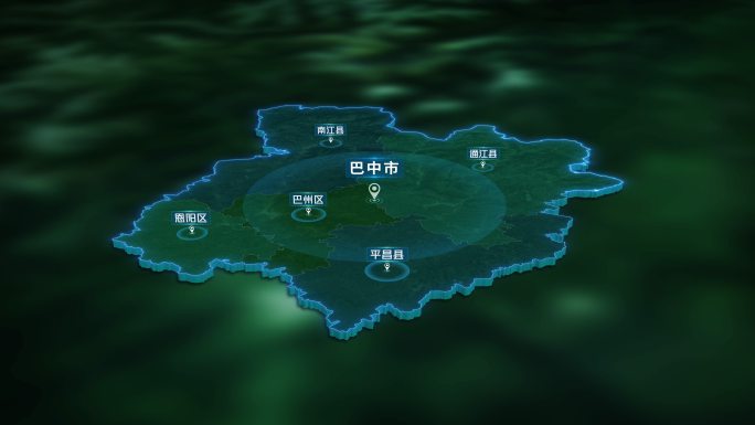 4K三维巴中市市县行政区域地图展示