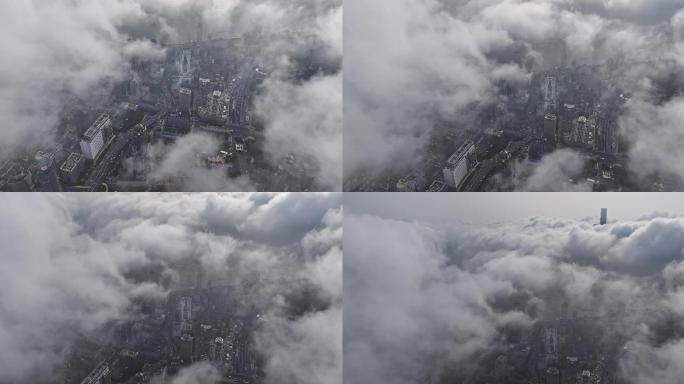 上海梅雨季阴天航拍