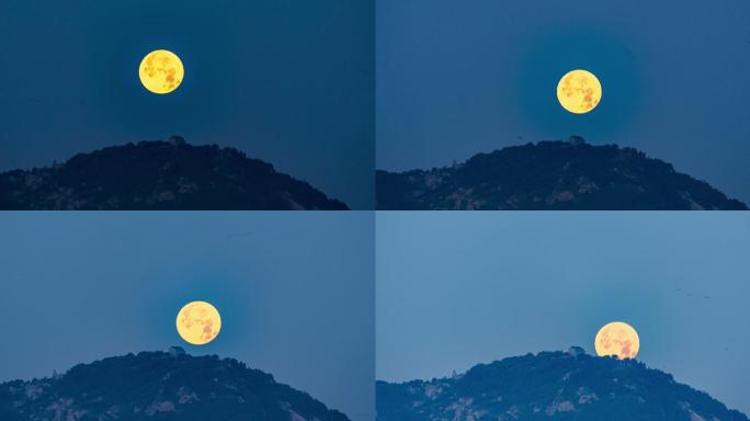超级月亮划过山顶延时摄影4k