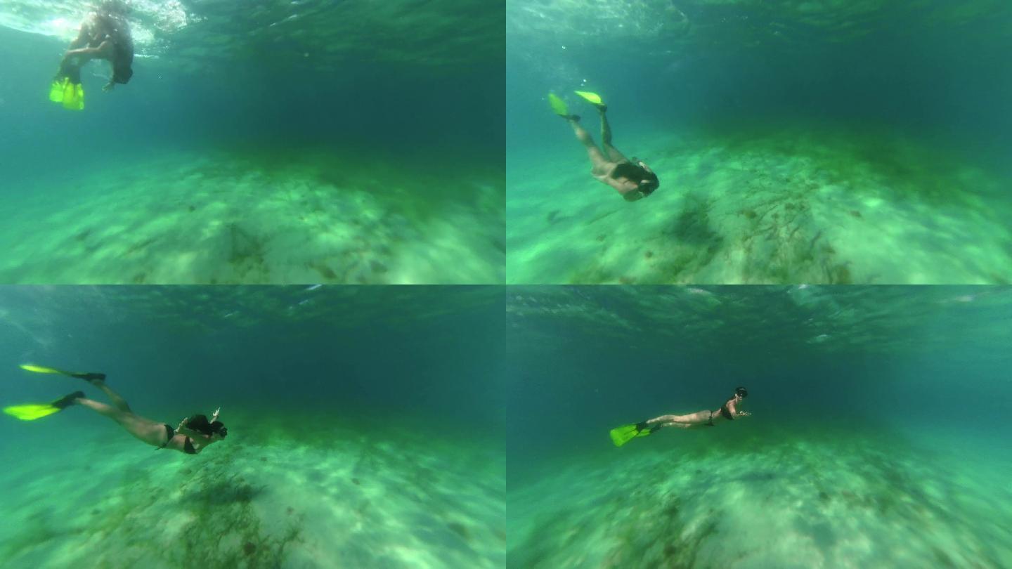 在公海自由潜水户外游水