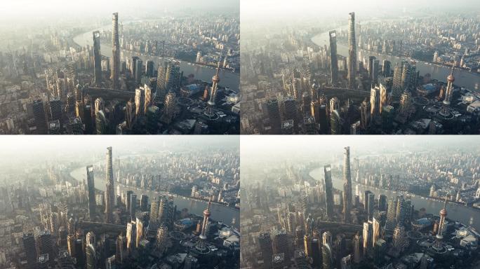 上海天际线鸟瞰图上海三件套魔都上海上海高