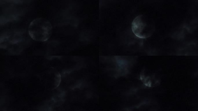 乌云遮住的月亮阴云密布月亮穿云