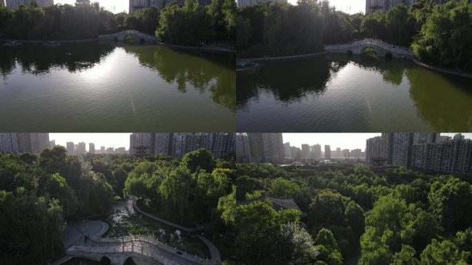 西安丰庆公园航拍城市旅游地产