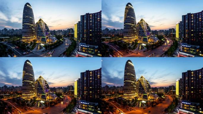 TimeLapse中国北京市著名地标，望京之夜