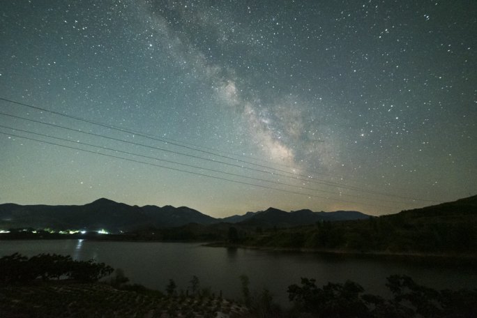 山东潍坊，水库星空银河