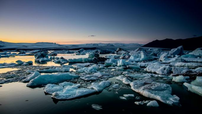 时间推移：冰岛约库萨隆冰川泻湖