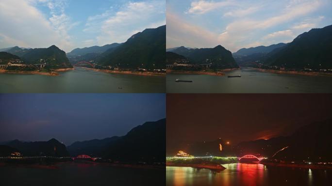 长江三峡巫峡口日转夜延时