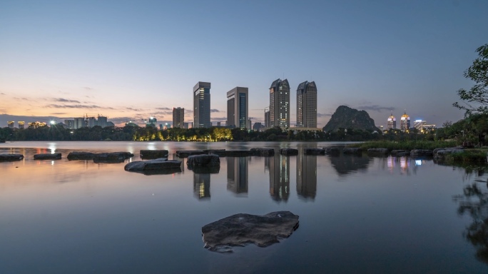 4k写字楼昼夜延时城市发展夜景