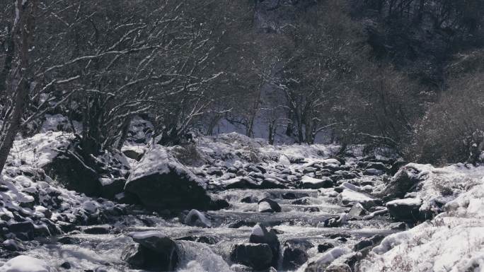 小溪流雪景