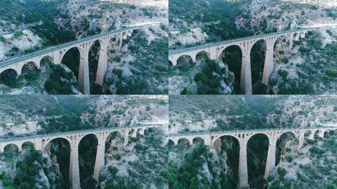 土耳其阿达纳大型德国铁路高架桥鸟瞰图-4K无人机视频