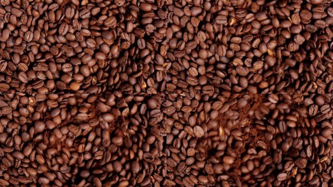 咖啡旋涡咖啡被磨成粉