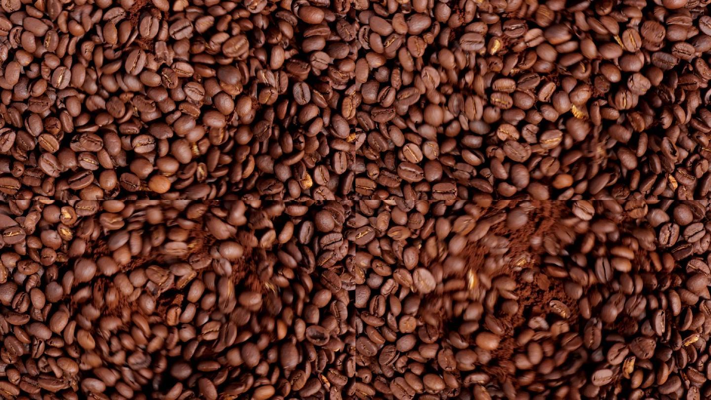咖啡旋涡咖啡被磨成粉