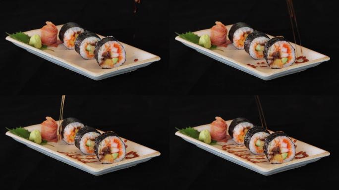 海苔寿司卷日餐料理洒酱料韩餐一碟点心小吃