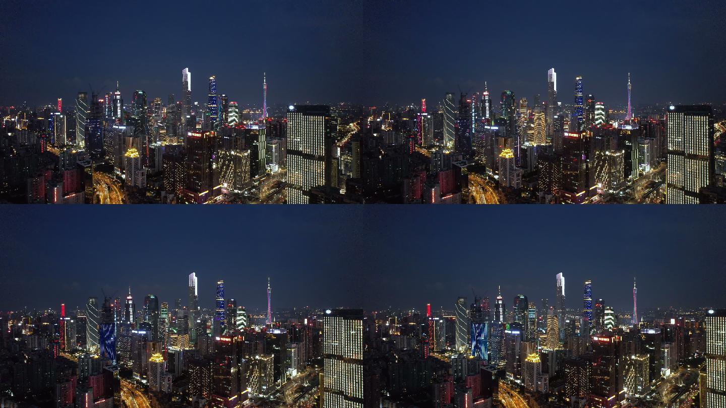 城市摩天大楼夜间全景图