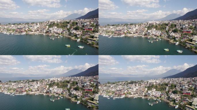 危地马拉阿蒂特兰湖San Pedro La Laguna村的航空视频