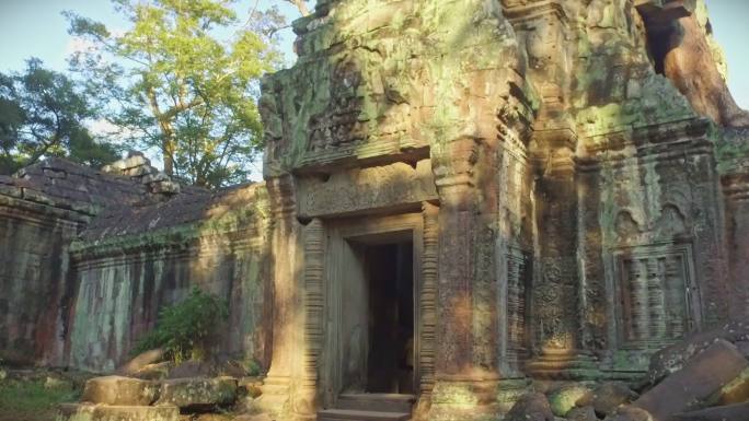吴哥窟塔普隆寺入口柬埔寨视频4K步行
