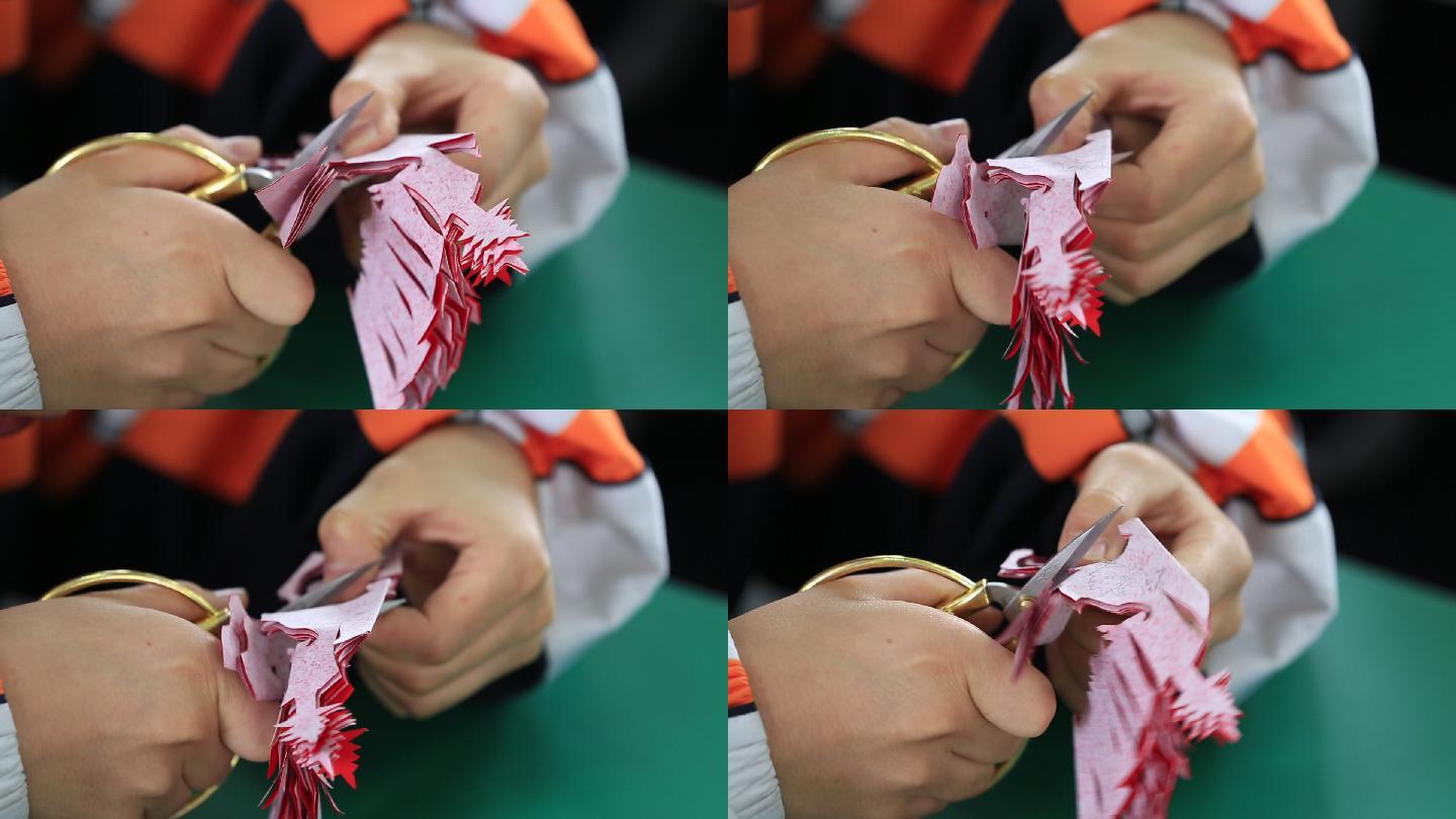 传统文化非遗剪纸学校课堂学生传承剪刀手