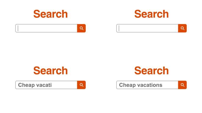 网页浏览器或带有搜索框的网页，键入廉价假期用于互联网搜索
