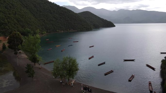 泸沽湖女神湾航拍原素材