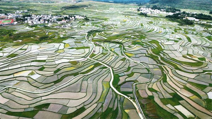 梯田航拍梯田高坡云顶梯田多彩贵州风景山川