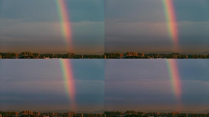 成都雨后天空出现彩虹延时素材