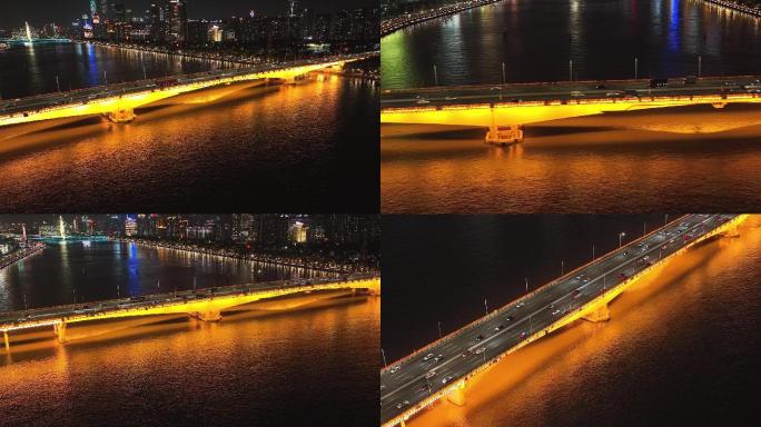 广州珠江夜景桥面车流