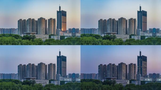 郑州国电河南电力公司大楼日转夜延时摄影