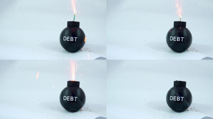 带点燃导火索的债务危机符号