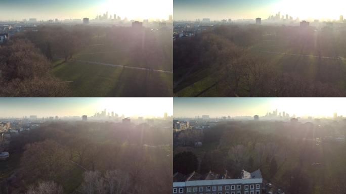 从高角度观看冬季的伦敦田野（推拉）