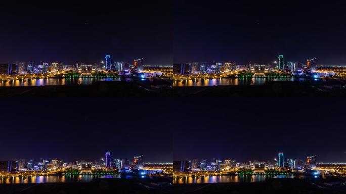 宁波镇海新城夜景延时