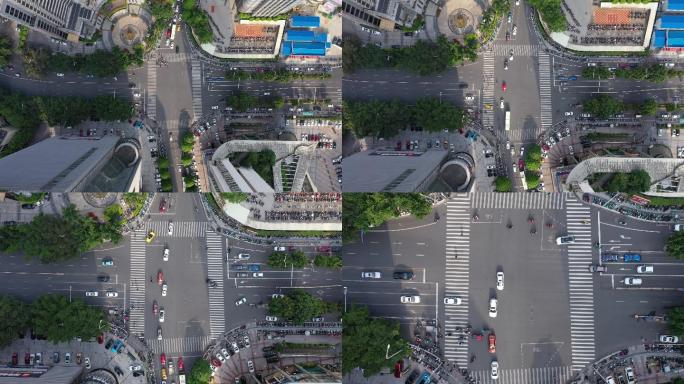 航拍金湖十字路口交通道路红绿灯