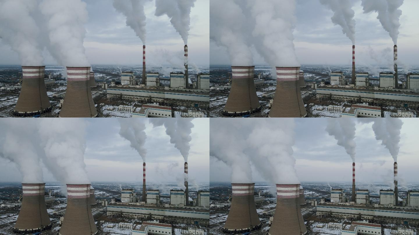 电站鸟瞰图排放废气园区能源